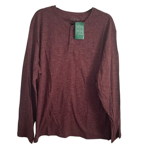 NWT Hawker Rye Mens Austin Space dye long sleeve  Henley burgundy size XXL - Picture 1 of 10
